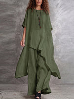 Completo casual due pezzi con top lungo e pantaloni
